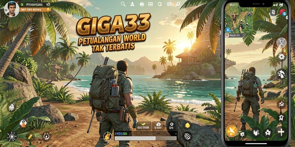 Screenshot GIGA33 menampilkan dunia Open World yang luas dan indah.