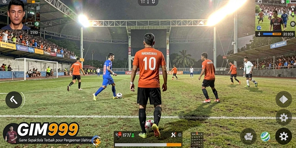 Gameplay seru sepak bola dalam GIM999 yang penuh aksi.