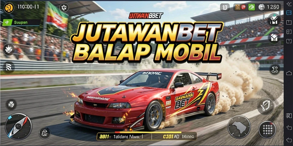 Tampilan gameplay JUTAWANBET yang menegangkan saat balapan.