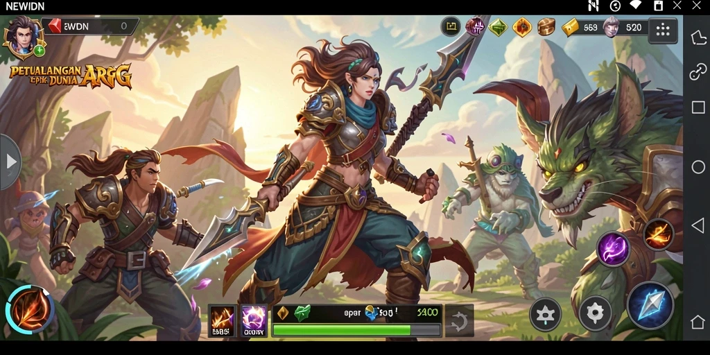 Tampilan screenshot menunjukkan aksi seru dalam gameplay ARPG NEWIDN.