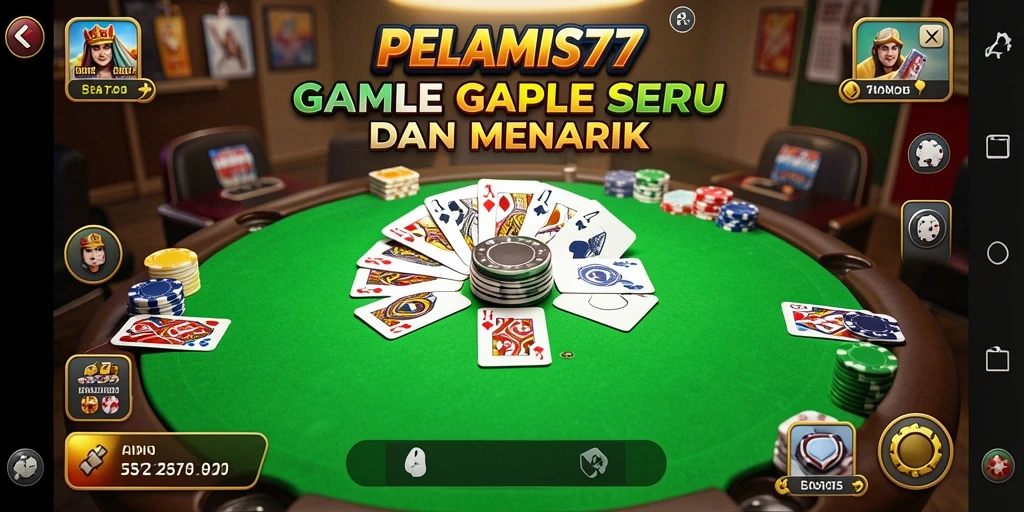 Screenshot game Gaple PELAMIS77 yang menarik dan seru.