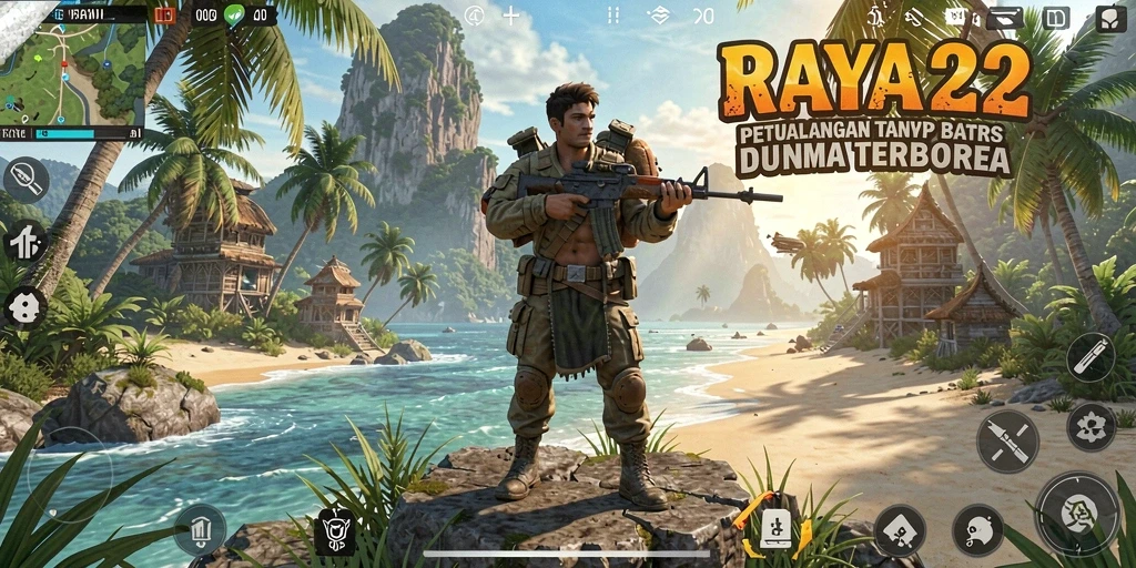 Screenshot gameplay RAYA22 yang menampilkan petualangan seru di dunia terbuka.