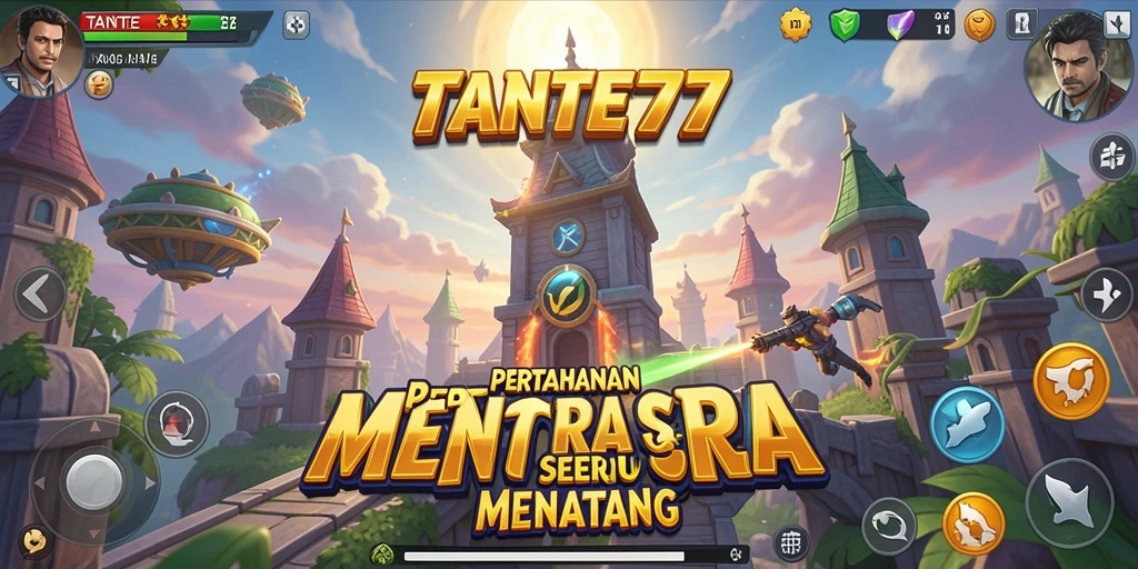 Screenshot utama TANTE777 menampilkan aksi menara bertahan dalam Tower Defense.